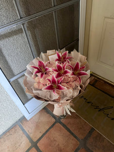 flower bouquets with lilies Blushing Lily — 50 Pink Roses & Lilies Bouquet